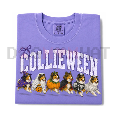 Howl-o-Ween K9 Coven Graphic Tee - Spooky Witch Dog Breeds Unisex Pure Cotton Pumpkin Season Shirt