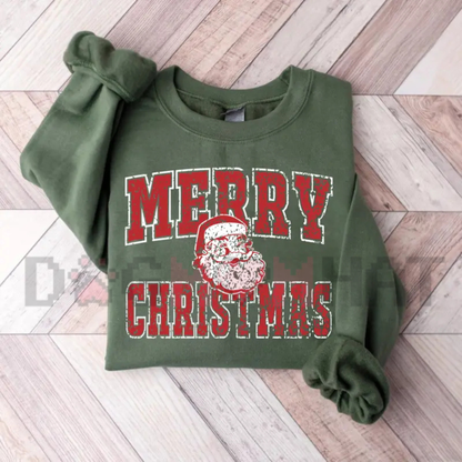 Merry Christmas Santa Collage Sweatshirt – Retro Santa University Crewneck