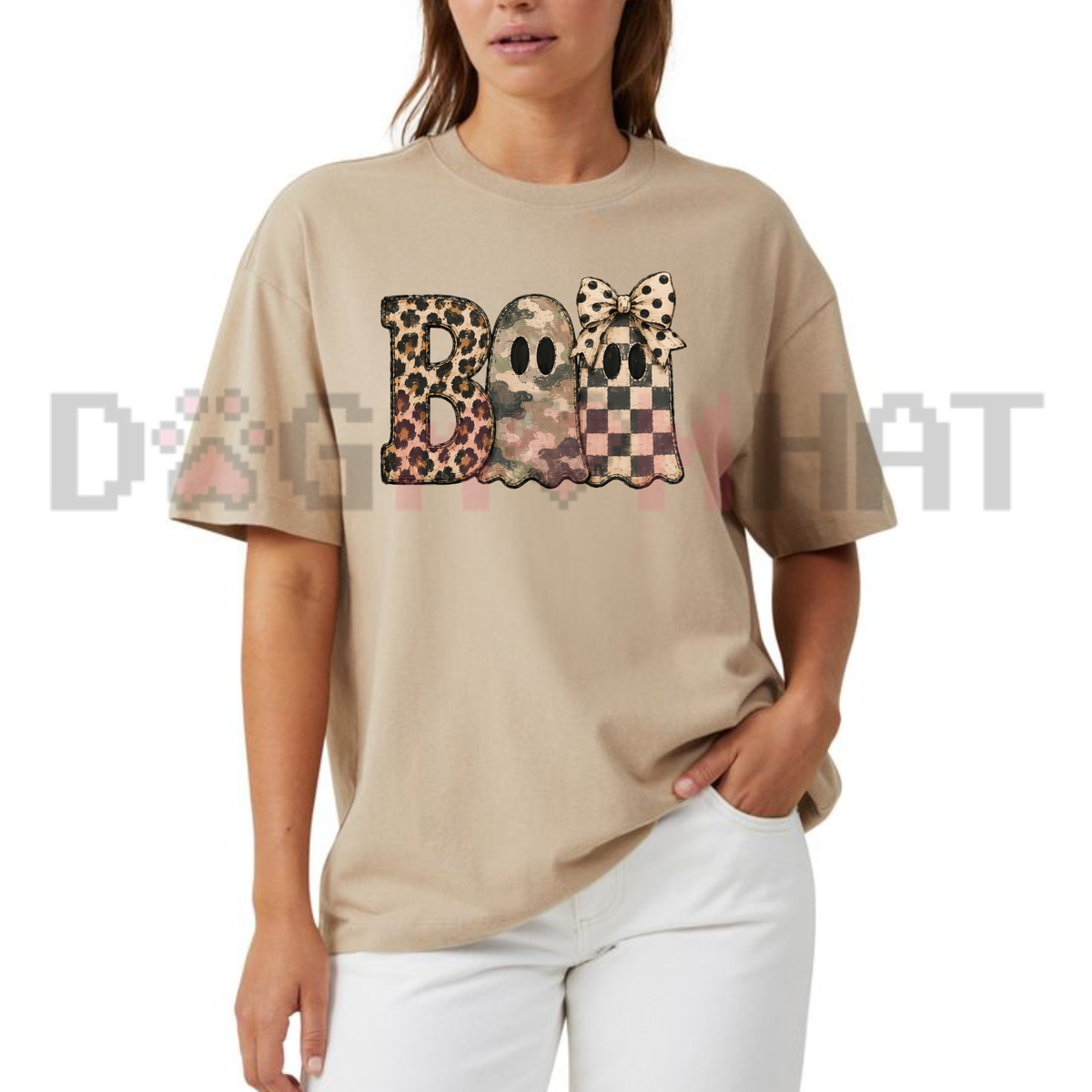 Spooky Safari Glam Tee – Leopard Camo BOO Comfort Colors Halloween Shirt