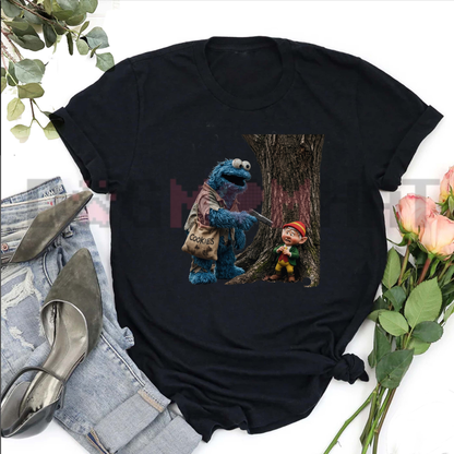 Festive Friction Tee – "Give Me All Cookies" Cursed Cookie Monster Funny Meme Shirt