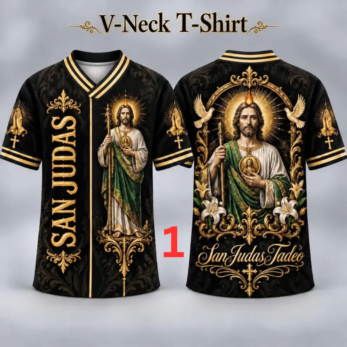 Men's San Judas Tadeo Graphic V-Neck Tee