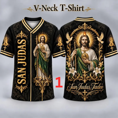 Men's San Judas Tadeo Graphic V-Neck Tee
