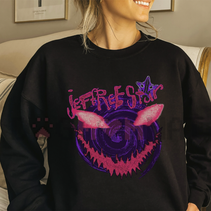 Sinister Gloss Smirk Crewneck – Dark Y2K Glam Gothic Graphic Sweatshirt