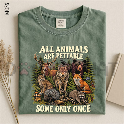 Comfort Colors® "All Animals Are Pettable (Some Only Once)" Vintage Wildlife Graphic T-Shirt