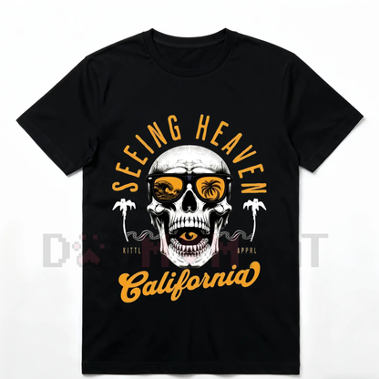 HAGBDH California Skull Graphic Tee – Vintage Streetwear Oversized T-Shirt