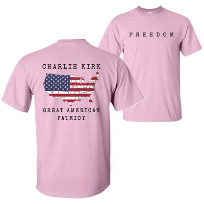 Charlie Kirk Freedom & Patriotism Graphic T-Shirt – 2-Sided Design