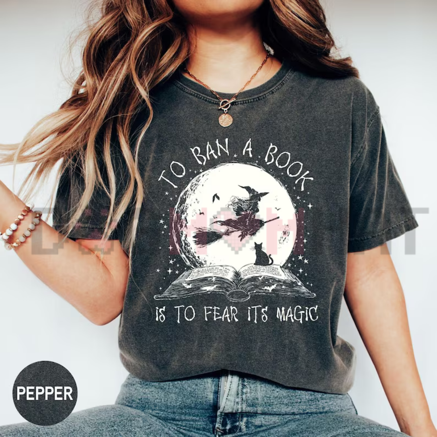 Comfort Colors® Spooky Bookworm Witch T-Shirt - Halloween Library & Reader Gift Tee
