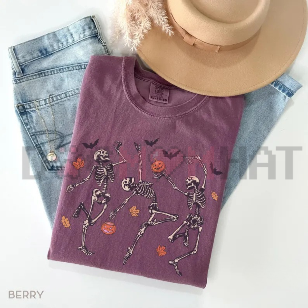 Comfort Colors® Dancing Skeleton Halloween T-Shirt - Pumpkin & Skeleton Graphic Tee