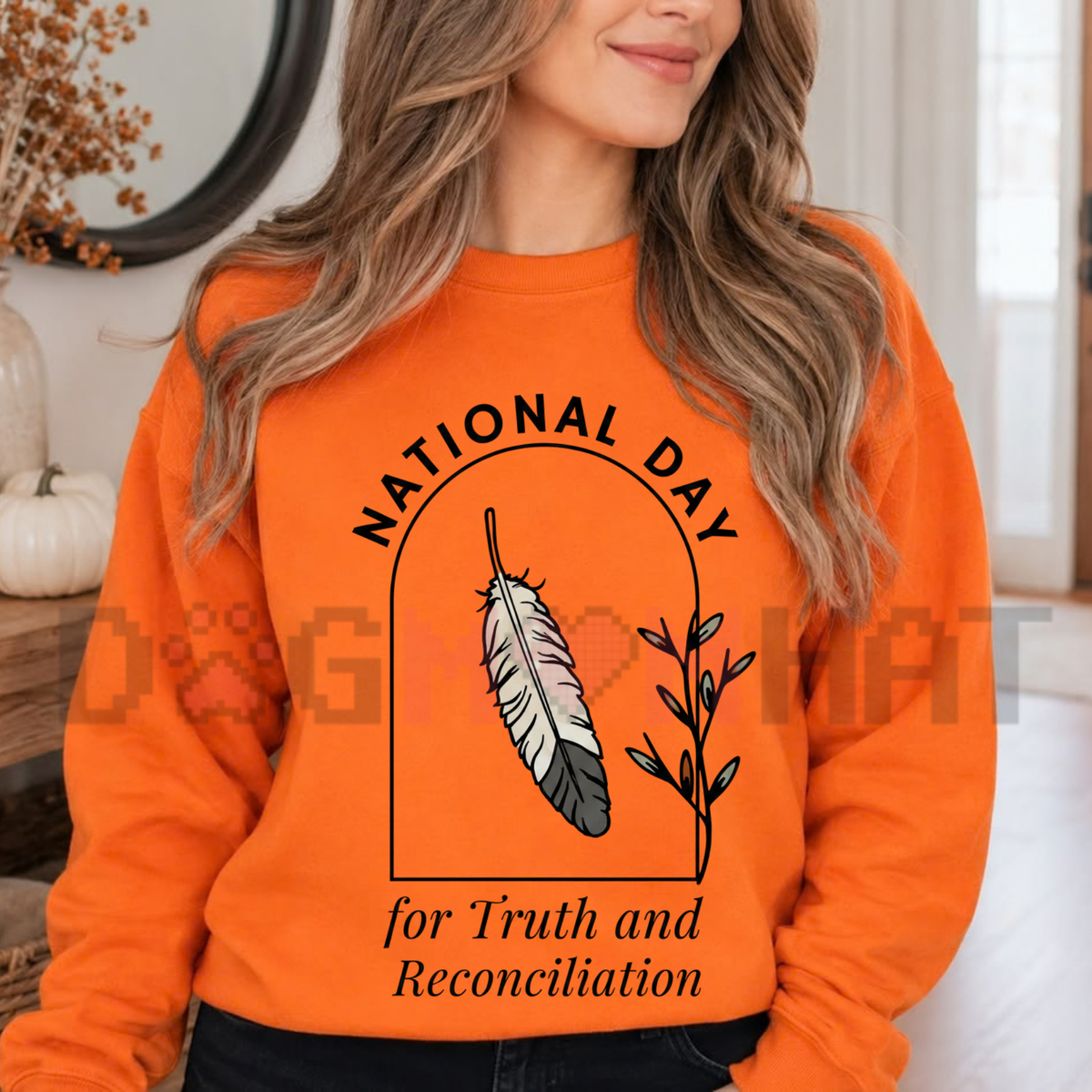 Orange Shirt Day Native Feather Truth and Reconciliation Graphic Sweatshirt