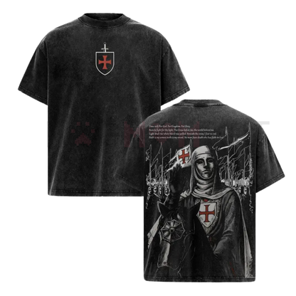 Retro Baldwin IV "The Leper King" Crusader T-Shirt – Vintage Washed Medieval Christian Streetwear