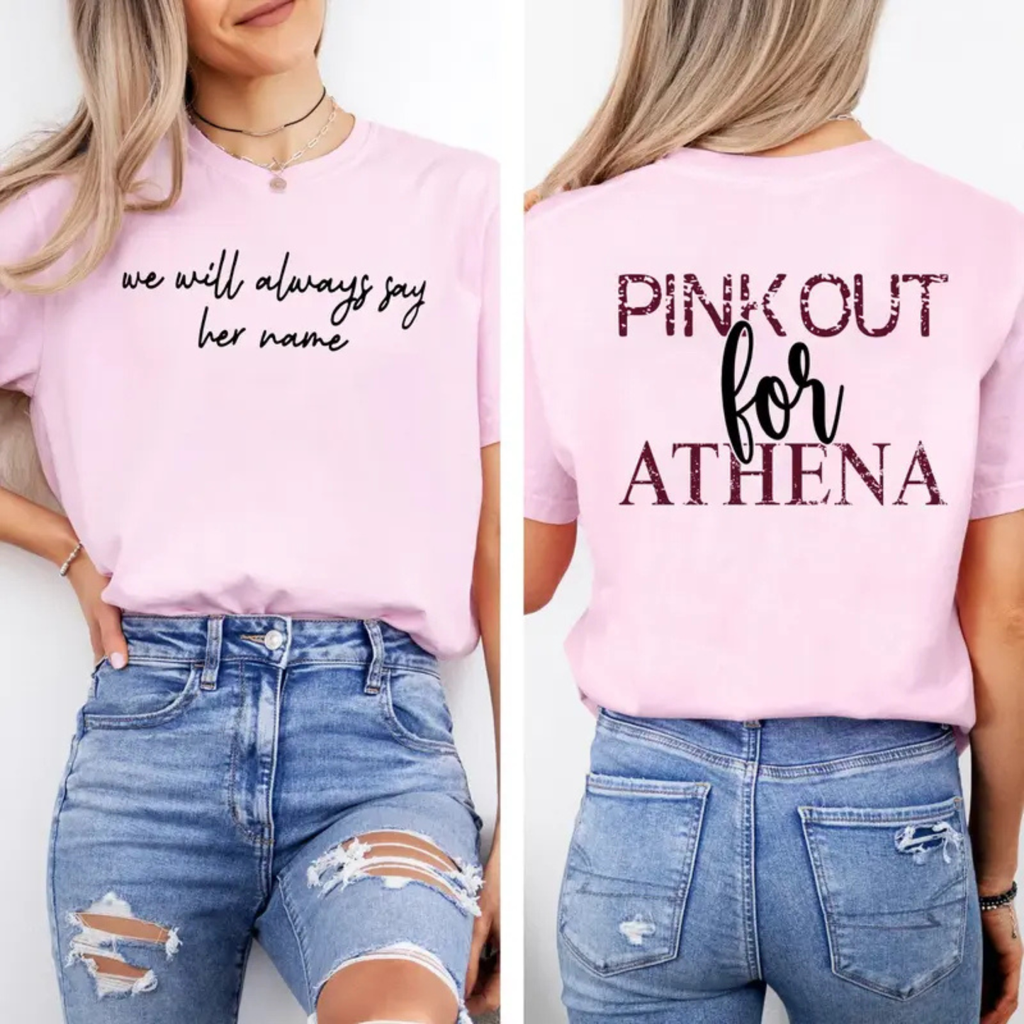 Pink Out For Athena T-Shirt – Justice For Athena Strand Memorial Tee