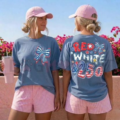 "Red, White & 250" Patriotic Bow Tee