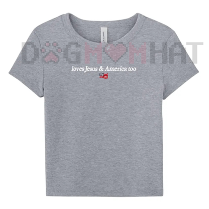 Embroidered Christian Lifestyle Top, 4th Of July Coquette Patriotic Baby Tee