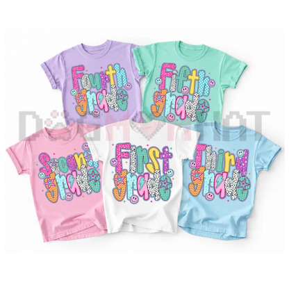Bow & Checkers First Day Fashion Tee - Preppy Coquette Back to School Grade Unisex Youth & Teacher Shirt