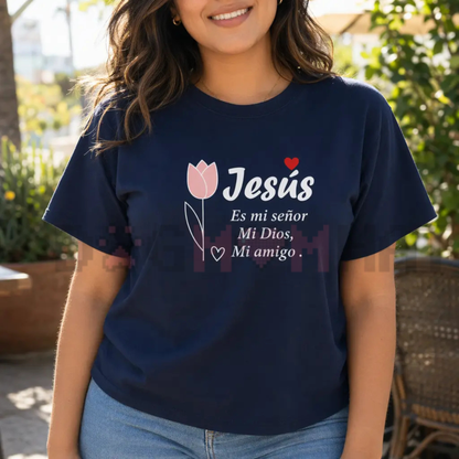 Spanish Christian Floral Faith Graphic Tee - Premium Jesus Shirt for Women
