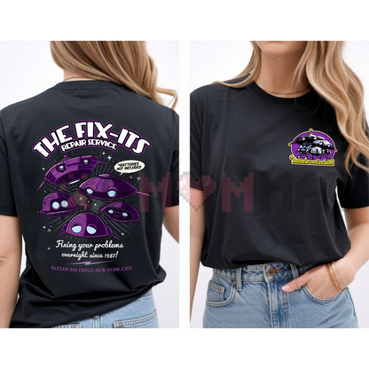 Retro 80s Sci-Fi "Batteries Not Included" T-Shirt - The Fix-Its Repair Service Tee