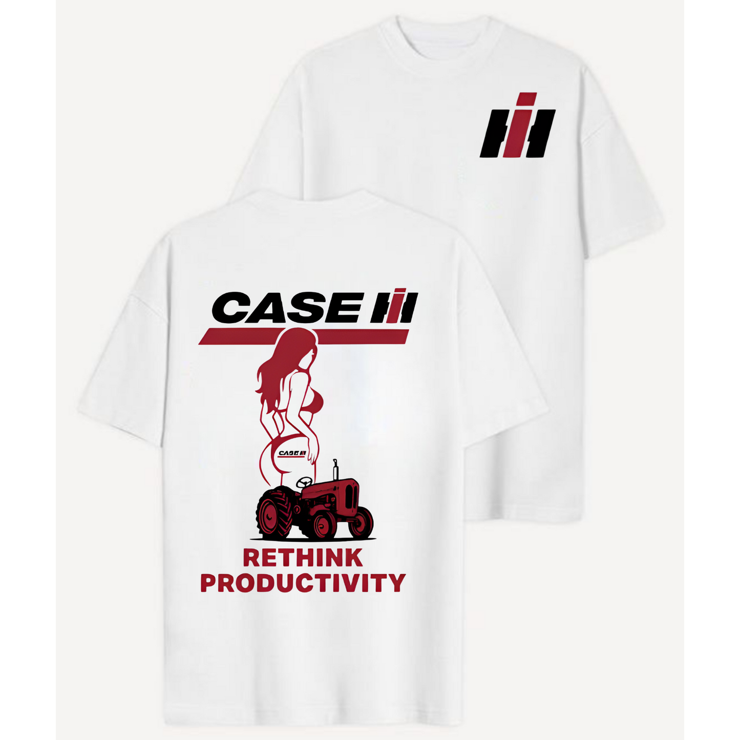Case IH "Rethink Productivity" T-Shirt - Retro Tractor & Girl Silhouette Tee
