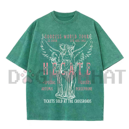 Hecate Goddess World Tour Comfort Colors® Vintage Wash Graphic T-Shirt - Dark Academia & Witchy Occult Top