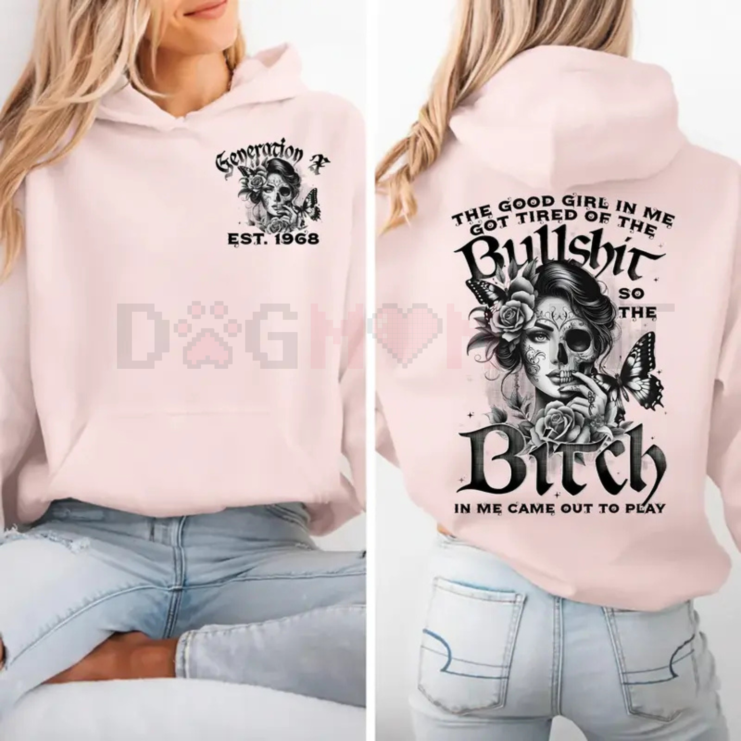 Personalized Gen X Skull Hoodie – "Raised on Hose Water and Neglect" FAFO Statement Pullover