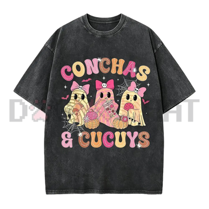 Mexican Ghost Concha T-Shirt - Espooky Vibes Day of the Dead Graphic Tee