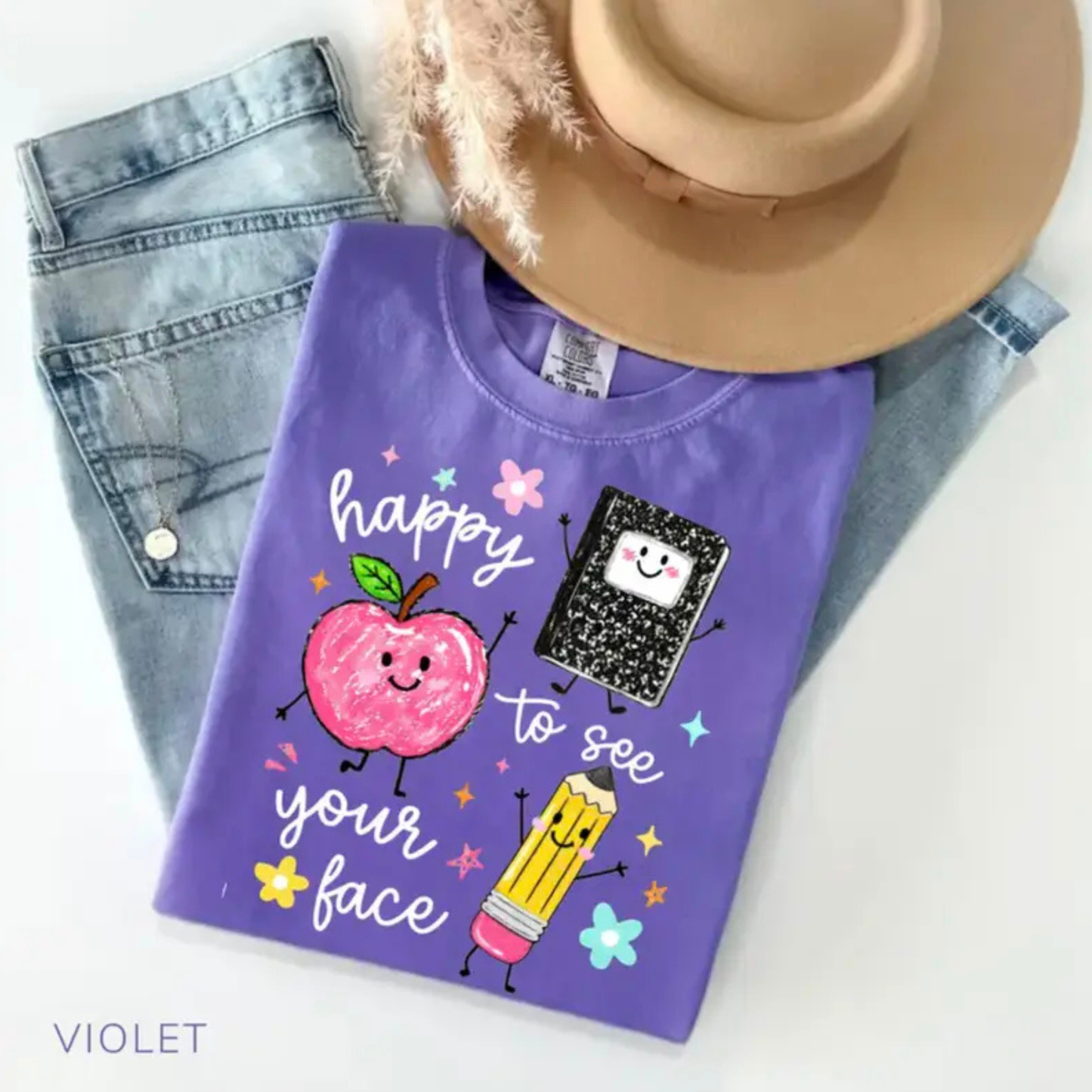 Happy To See Your Face Comfort Colors Shirt - Preschool Teacher Graphic Tee