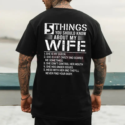 5 Things You Should Know About My Wife T-Shirt – Funny Husband Graphic Tee