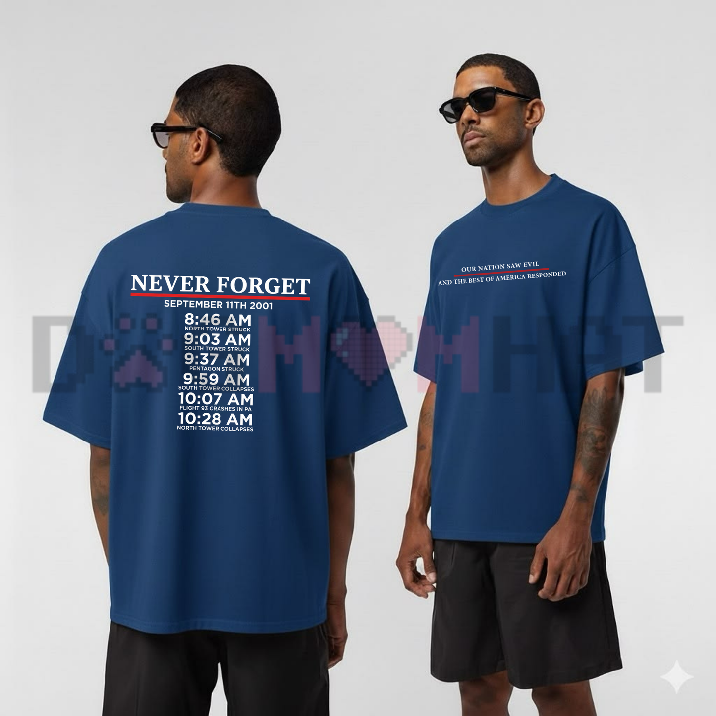 "Never Forget" September 11 Memorial Timeline T-Shirt - Patriotic Remembrance Tee