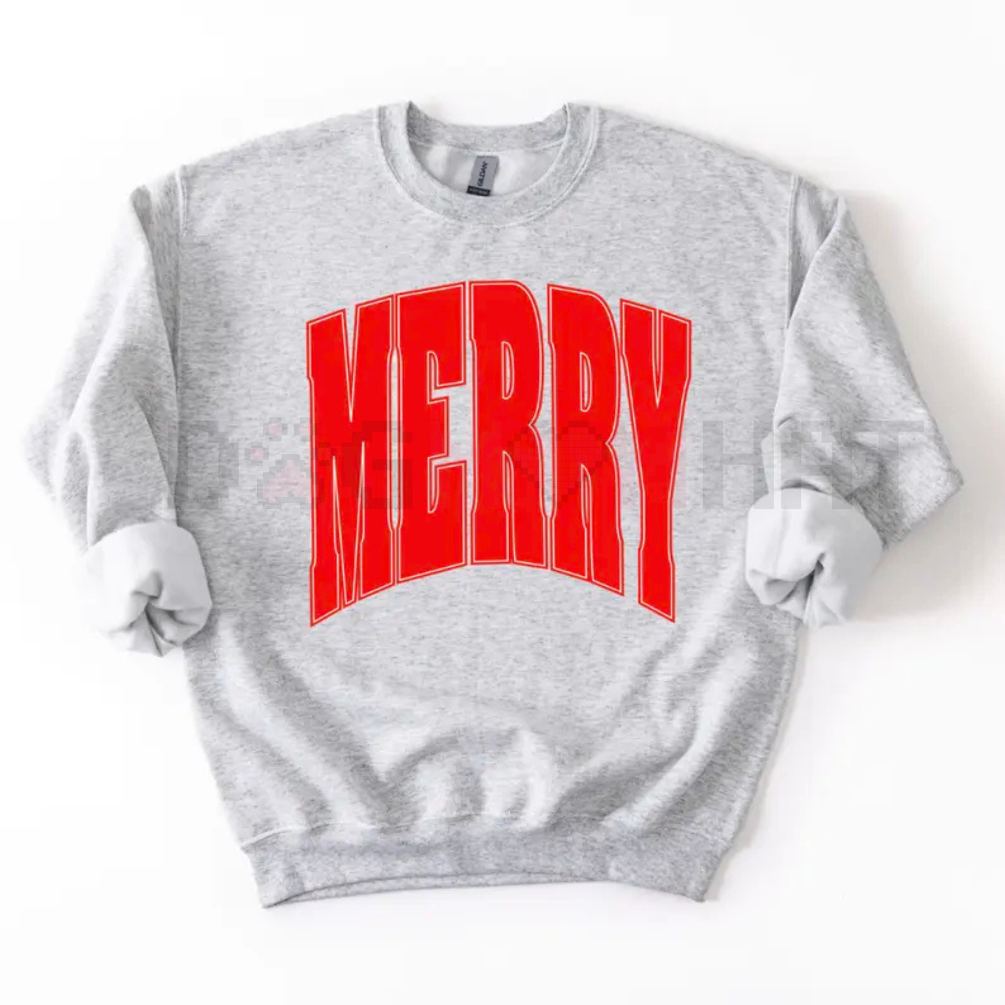 Merry Oversized Print Christmas Sweatshirt – Unisex Festive Holiday Pullover