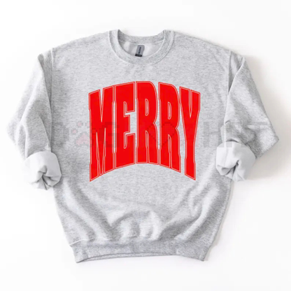 Merry Oversized Print Christmas Sweatshirt – Unisex Festive Holiday Pullover