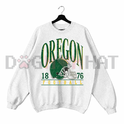 Heritage Campus Gridiron Graphic Sweatshirt - Vintage Ash Grey College Football Retro Crewneck Pullover
