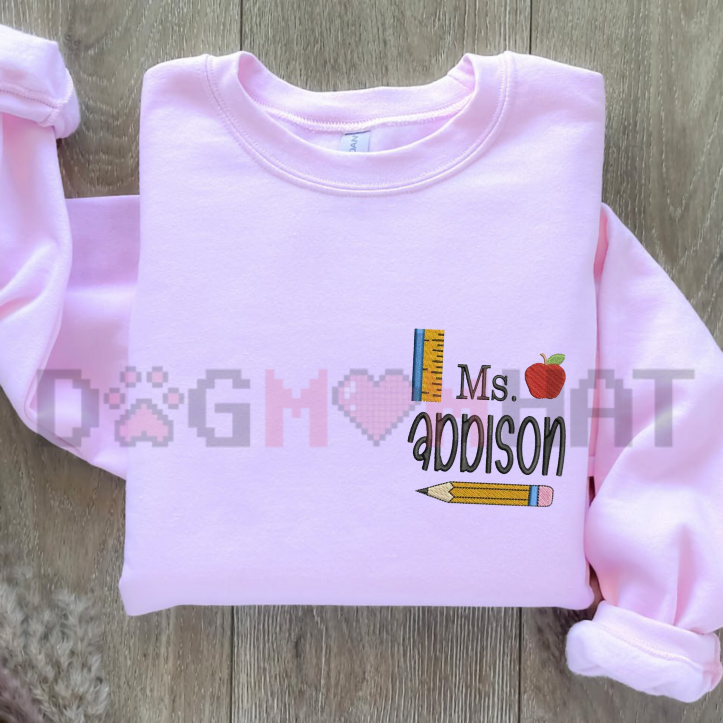 Personalized Custom Embroidered Teacher Sweatshirt - School Theme Cozy Pullover