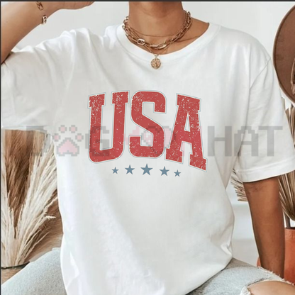 Retro "America" Preppy 4th of July Tee