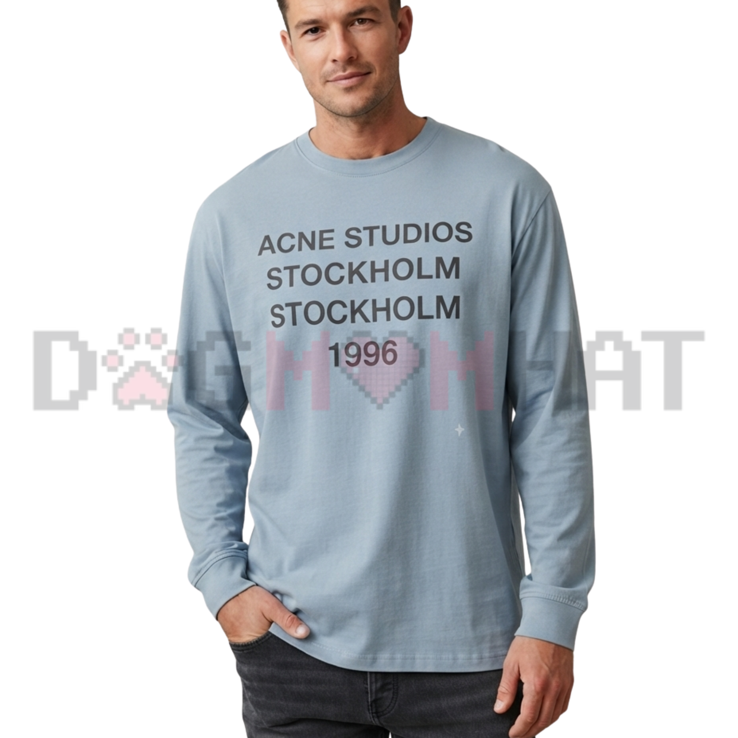 Stockholm 1996 Retro European Graphic Long Sleeve Tee - Dusty Pink Vintage Tour Aesthetic Unisex Cotton Shirt