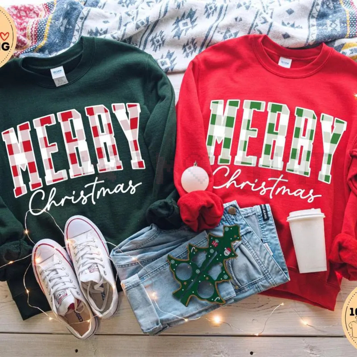 Merry Christmas Sweatshirt – Buffalo Plaid Sweater