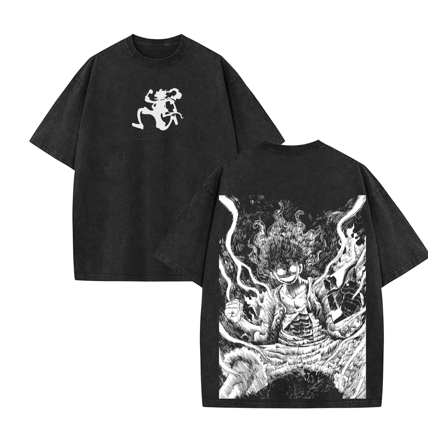 Lufi JoiBoy T-Shirt – Retro Vintage Unisex Anime Manga Acid Washed Cotton Tee, Gift for Anime Fans