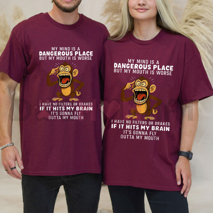 "My Mind Is a Dangerous Place" Slogan T-Shirt
