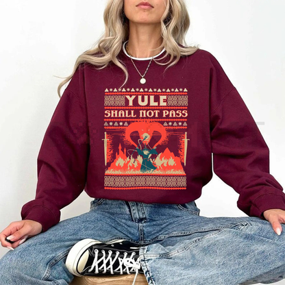'Yule Shall Not Pass' Balrog Death Metal Font LOTR Ugly Christmas Sweater