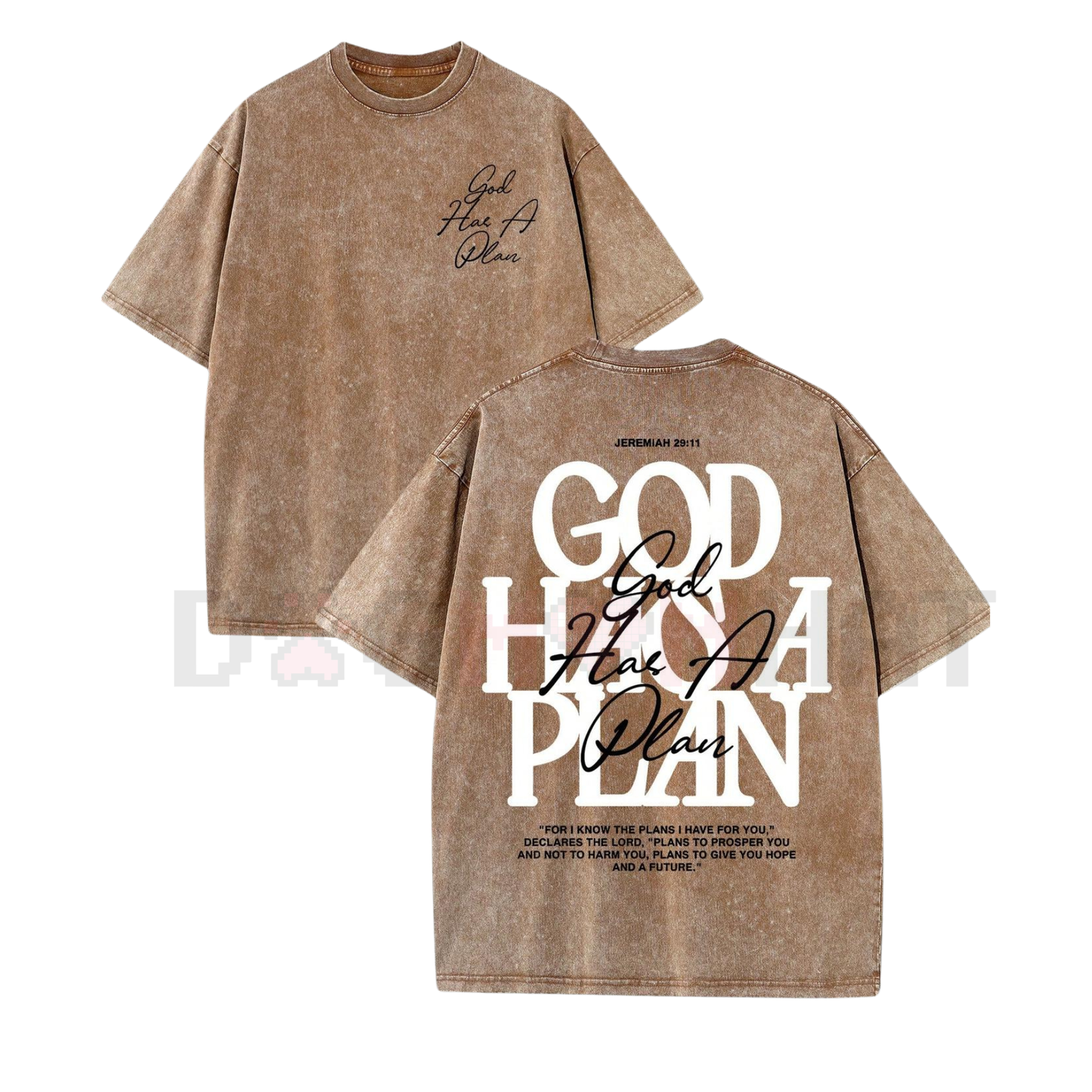 Double Sided Retro Washed 'God Has A Plan' Tee