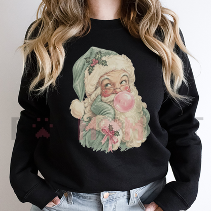 "Pastel Bubblegum Santa" Holiday Graphic Sweatshirt