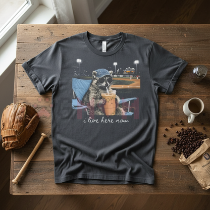 Funny Raccoon Ballfield T-Shirt – Retro Trash Panda Baseball Tee,