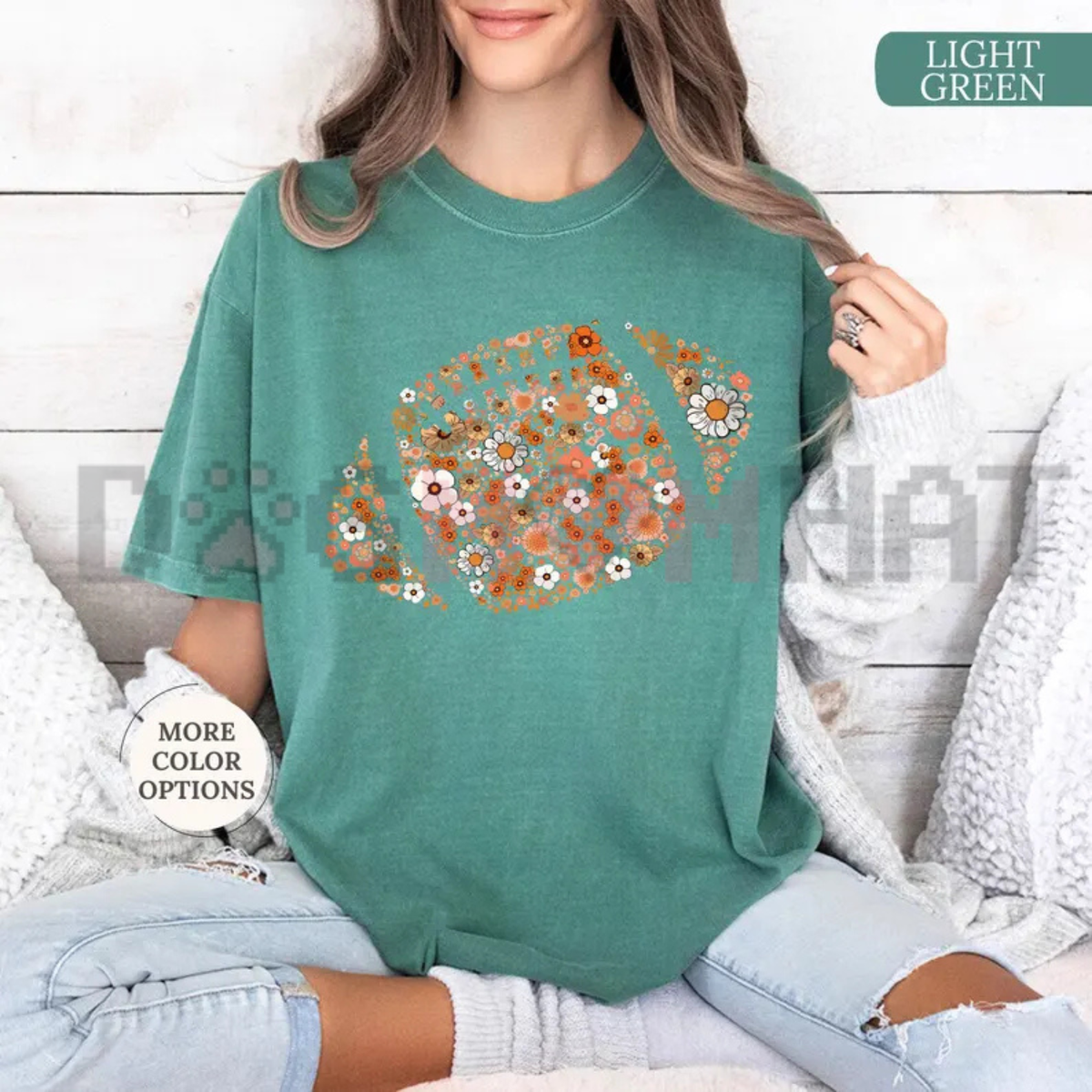 Comfort Colors® Floral Football Shirt - Game Day Touch Down Tee