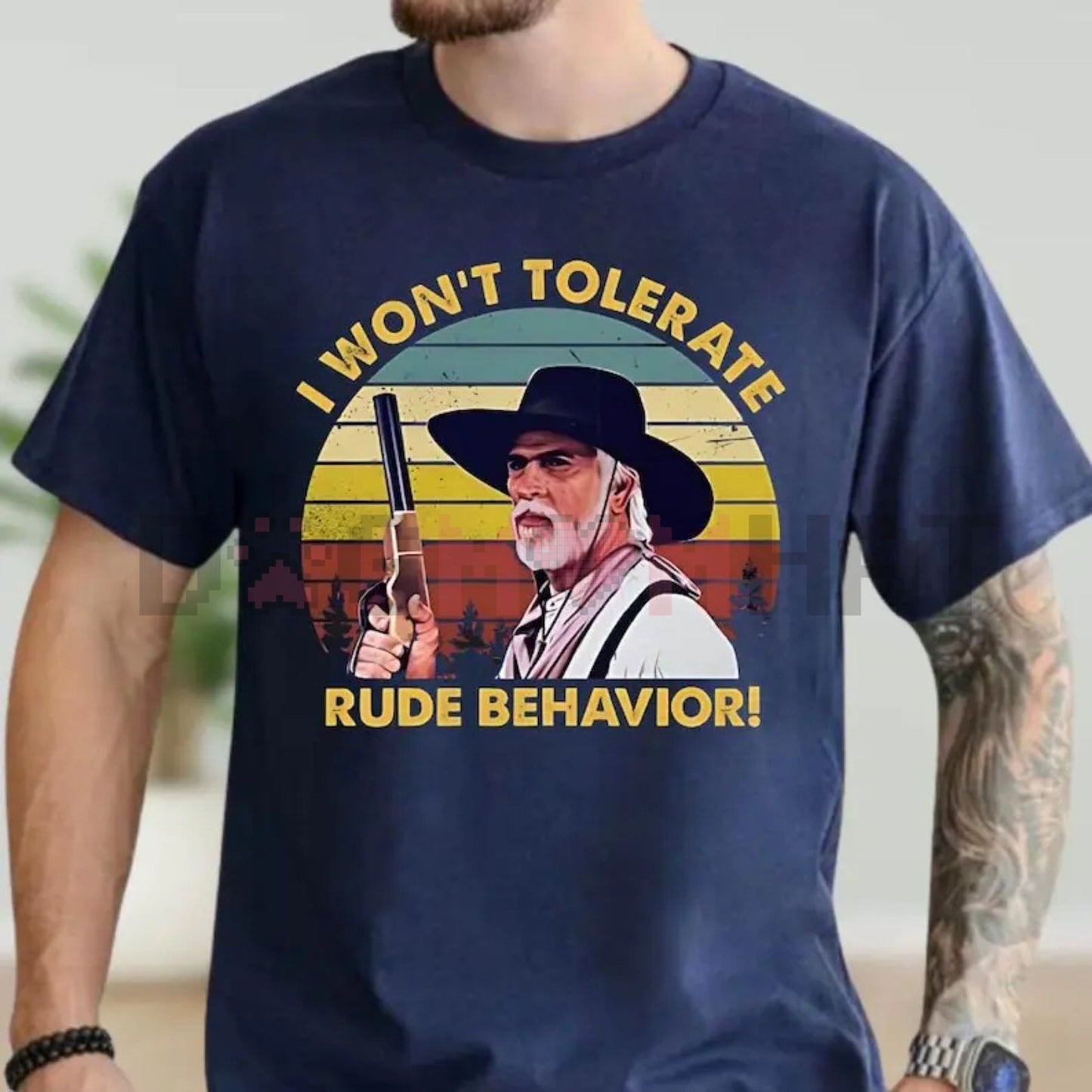 "I Won’t Tolerate Rude Behavior" Cowboy Shirt – Witty Western Outlaw Graphic Tee