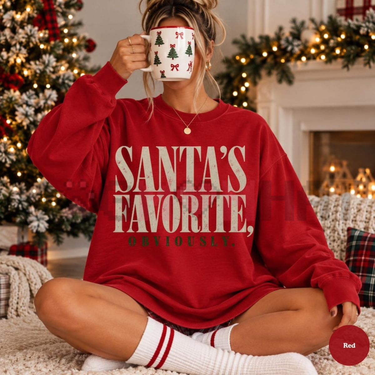 Festive Friction Crewneck – "Santa's Favorite" Funny Christmas Graphic Sweatshirt