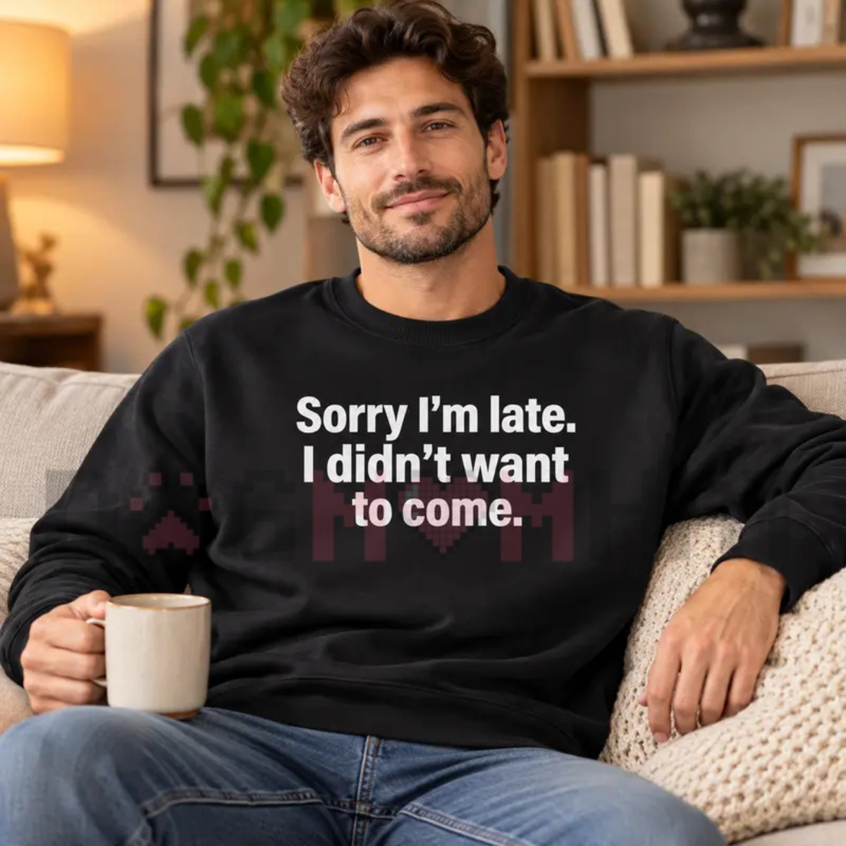 Sorry I'm Late I Didn't Want To Come Graphic Fleece Sweatshirt