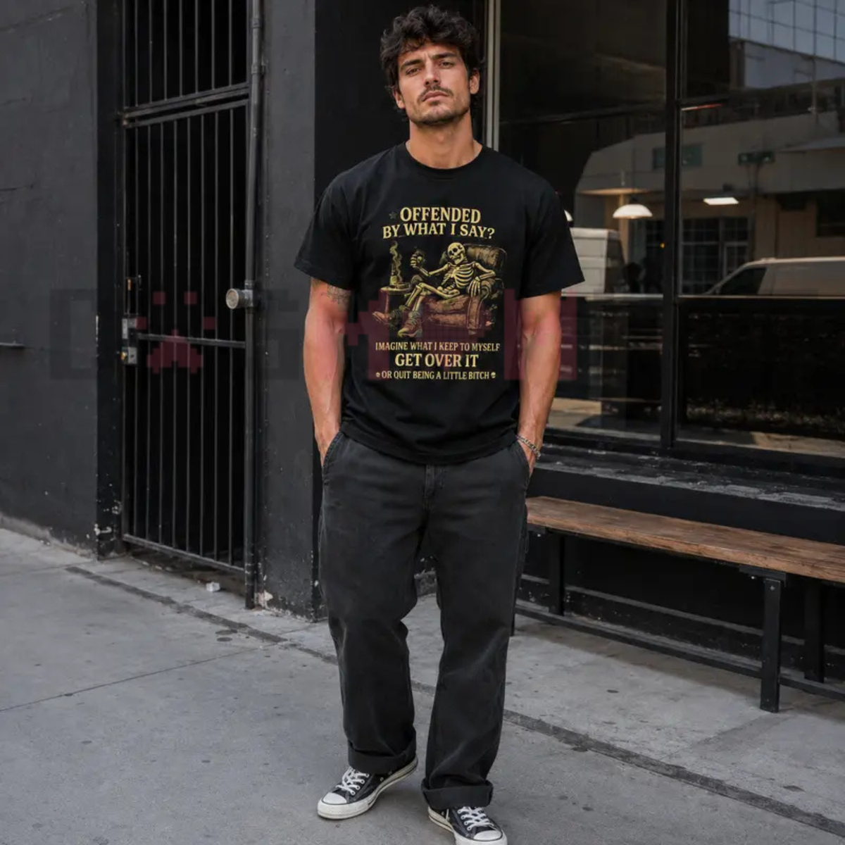 "Skeleton & Cold Beer" Sarcastic Graphic T-Shirt – Black Casual Streetwear