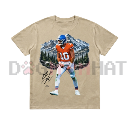Men's 90s Style "Bo Nix" Graphic Print T-Shirt - All-Seasons Pure Cotton Fitted Tee