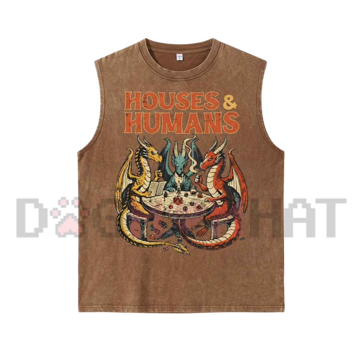 Vintage Acid-Wash Fantasy Dragon Tabletop RPG Graphic T-Shirt