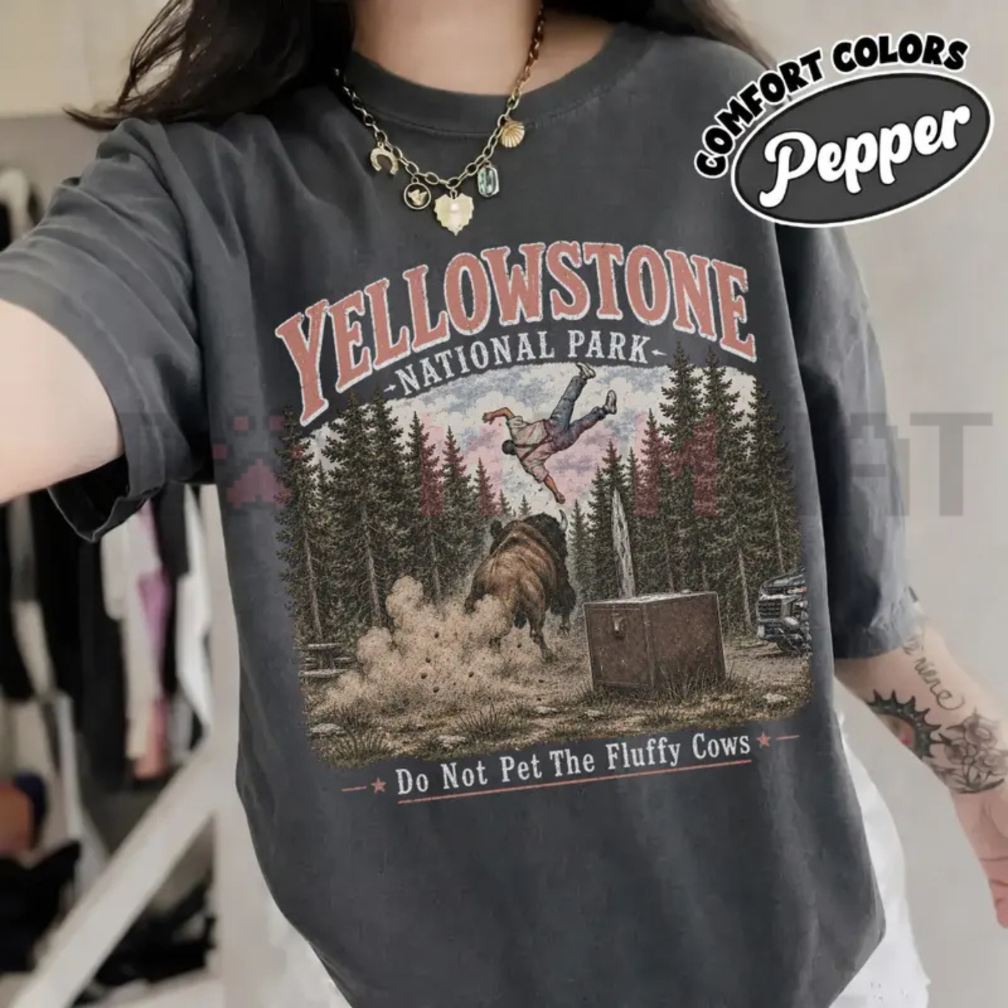Do Not Pet The Fluffy Cows T-Shirt - Matching Family Yellowstone Camp Tee