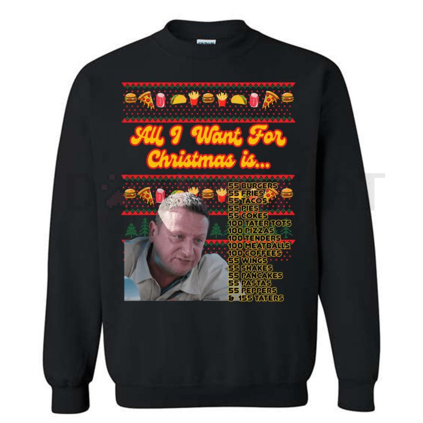 "55 Burgers 55 Fries" Tim Robinson Christmas Sweatshirt – Funny I Think You Should Leave Unisex Holiday Crewneck