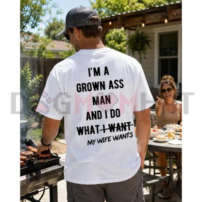 "I'm A Real Man But I Listen To My Wife" Funny Marriage T-Shirt - Sarcastic Husband Soft Cotton Tee